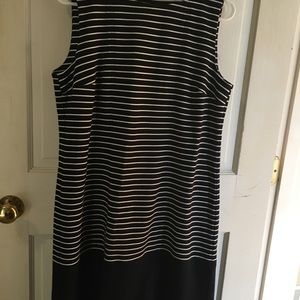 Talbots black and white striped tank dress